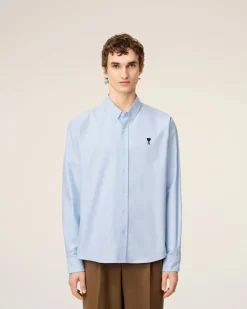 Chemise Bleue Col Boutonné Ami De Coeur En Coton