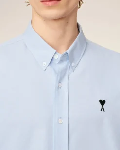 Chemise Bleue Col Boutonné Ami De Coeur En Coton