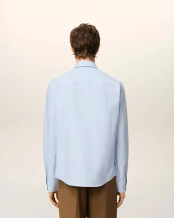 Chemise Bleue Col Boutonné Ami De Coeur En Coton