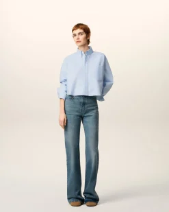 Chemise Bleue Croppée Oversize Ami De Coeur En Coton