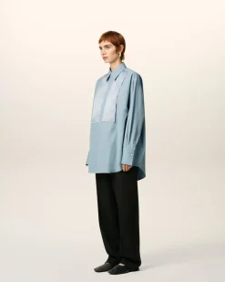 Chemise Bleue Oversize En Coton