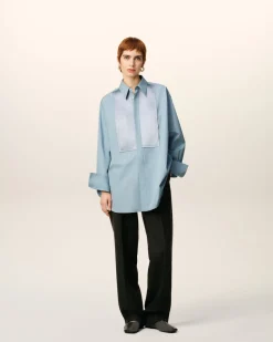Chemise Bleue Oversize En Coton