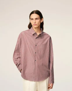 Chemise Bordeaux Boxy Rayée Ami De Coeur En Coton