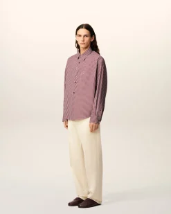 Chemise Bordeaux Boxy Rayée Ami De Coeur En Coton