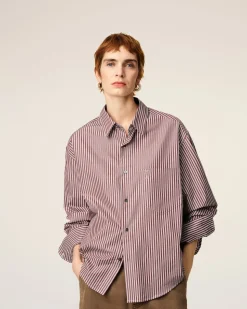 Chemise Bordeaux Boxy Rayée Ami De Coeur En Coton