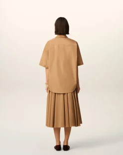 Chemise Marron Boxy Courtes En Taffetass
