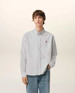 Chemise Noire Col Boutonné Ami De Coeur En Coton