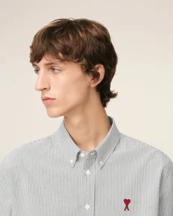 Chemise Noire Col Boutonné Ami De Coeur En Coton