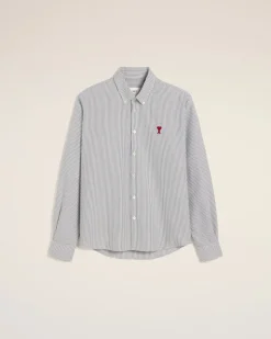 Chemise Noire Col Boutonné Ami De Coeur En Coton