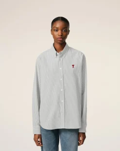 Chemise Noire Col Boutonné Ami De Coeur En Coton