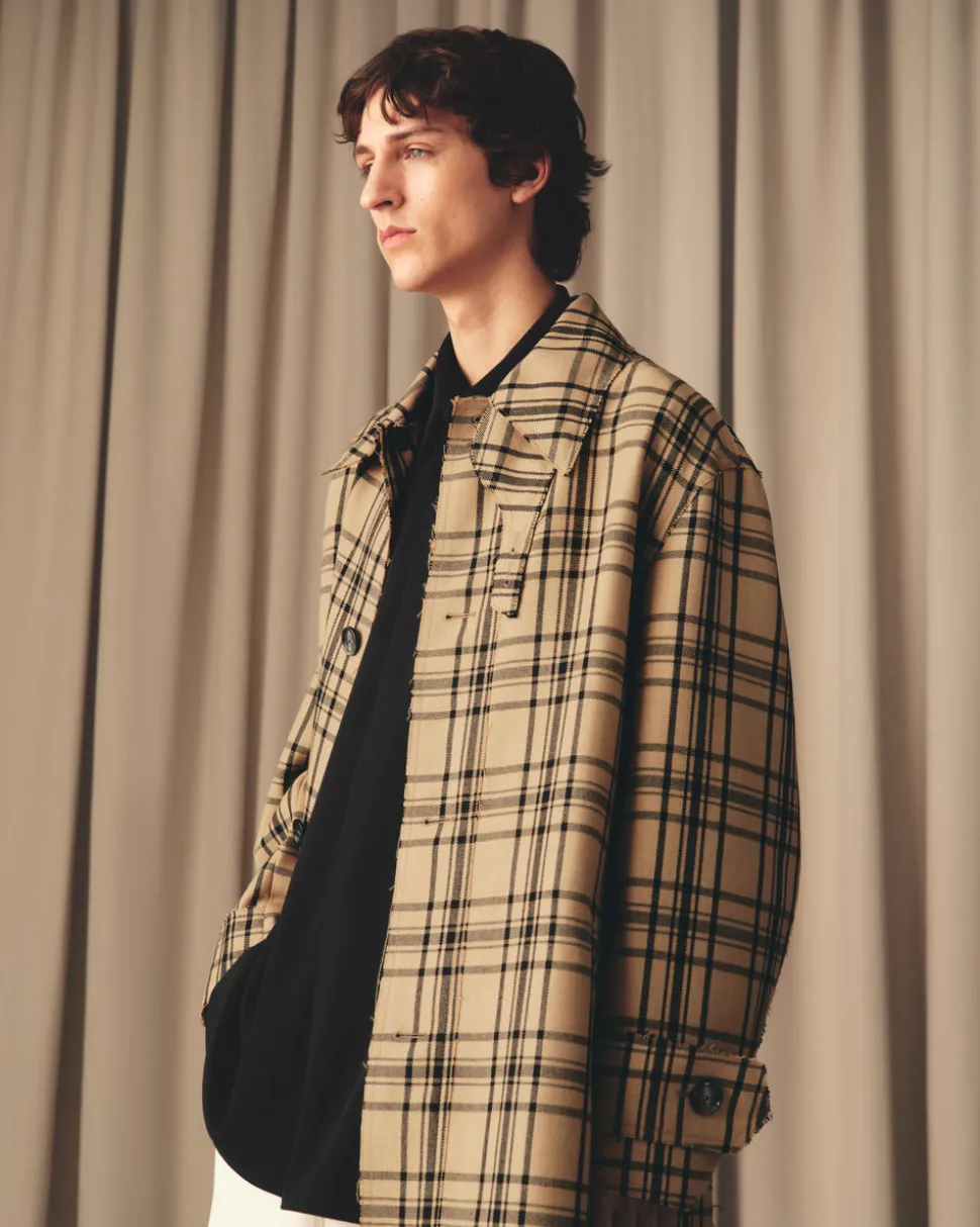 Chemise Noire Longue Oversize En Laine