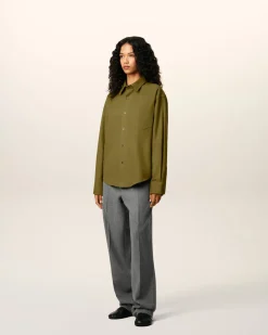 Chemise Verte Boxy Embossée Ami De Coeur En Coton