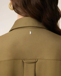 Chemise Verte Longue Oversize Avec Fentes En Laine