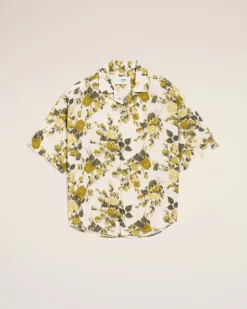 Chemise Verte Manches Courtes Imprimé Fleurs