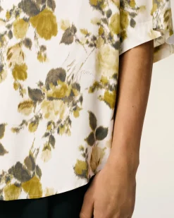 Chemise Verte Manches Courtes Imprimé Fleurs