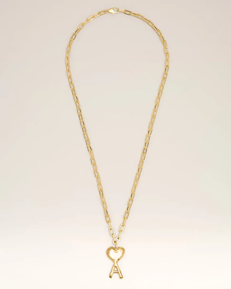 Collier Doré Ami De Coeur Martelelé En Laiton