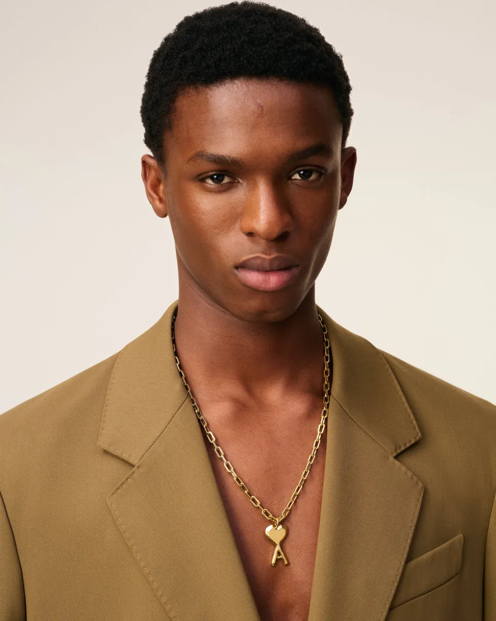 Collier Doré Ami De Coeur Martelelé En Laiton