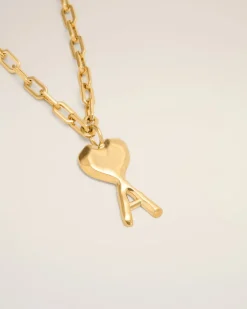 Collier Doré Ami De Coeur Martelelé En Laiton
