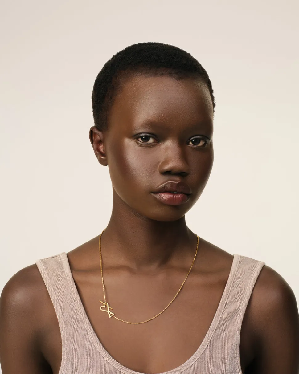 Collier Doré Chaine Ami De Coeur 2 En 1 En Laiton