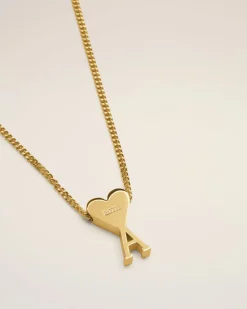 Collier Doré Pendentif Ami De Coeur En Laiton