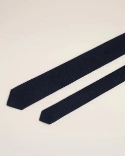 Cravate Bleue En Grenadine De Soie