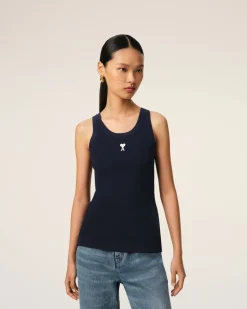 Débardeur Bleu Marine Ami de Coeur En Rib De Coton