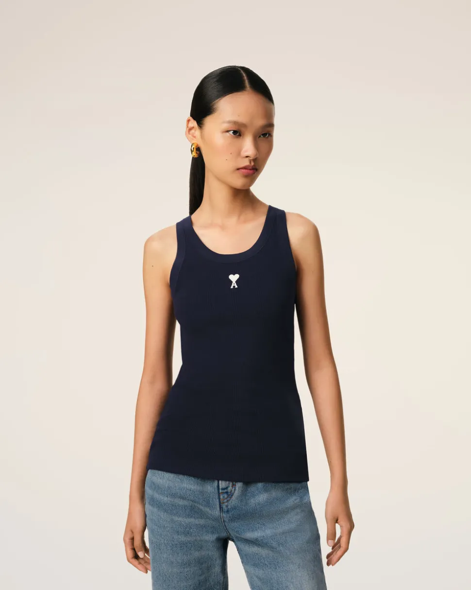 Débardeur Bleu Marine Ami de Coeur En Rib De Coton