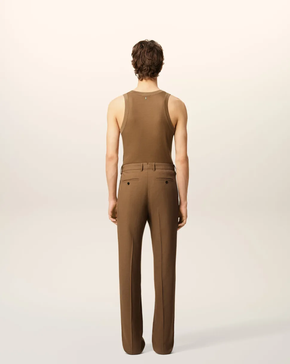 Debardeur Marron Avec Patte Boutonnee En Jersey