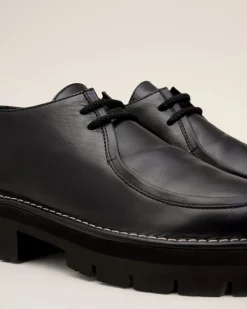 Derbies Noires A Bout Anatomique En Cuir