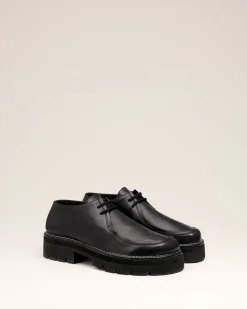 Derbies Noires A Bout Anatomique En Cuir