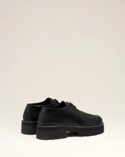 Derbies Noires A Bout Anatomique En Cuir