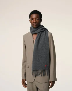 Echarpe Grise Ami De Coeur Rouge En Laine