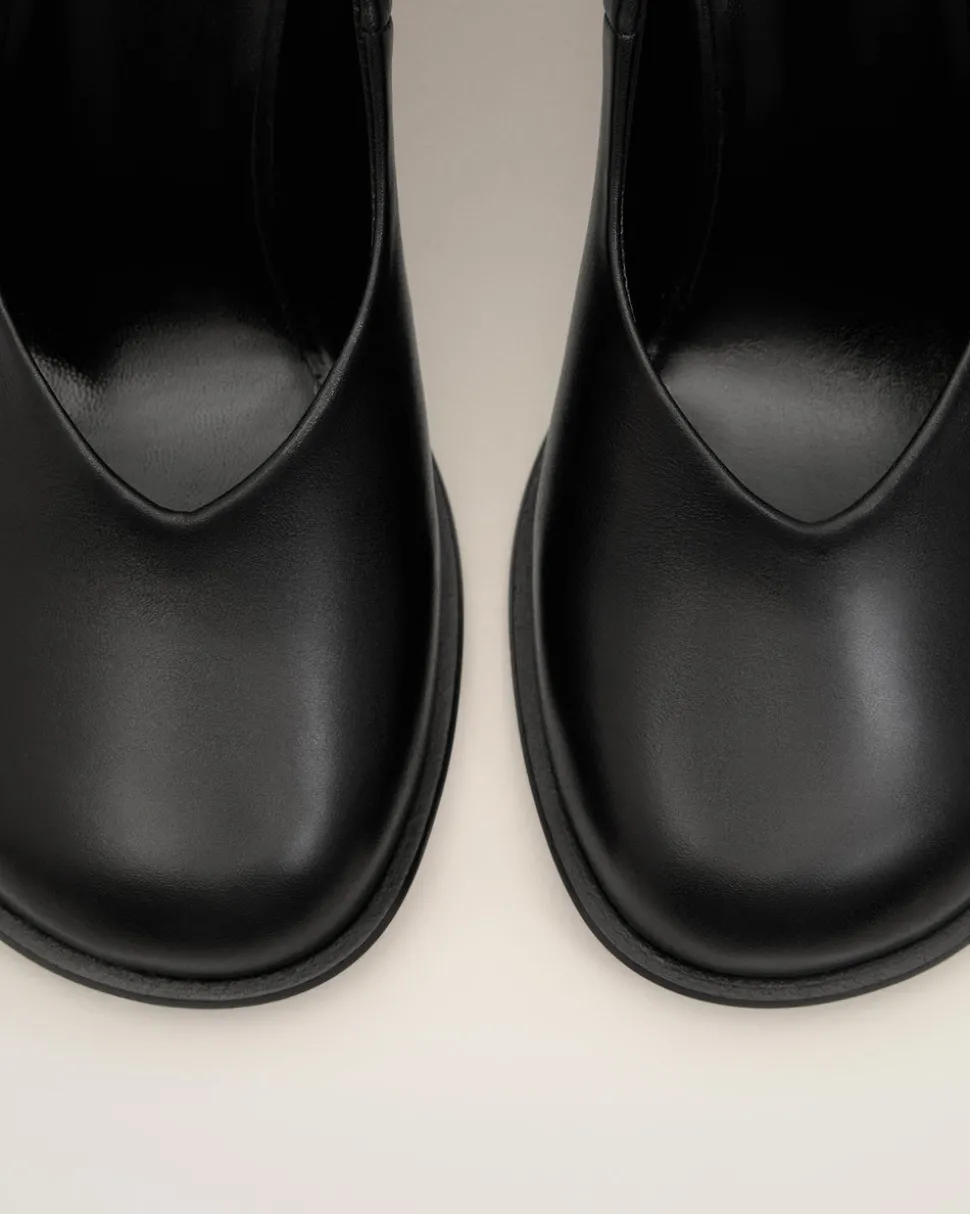 Escarpins Piano Noires A Bout Anatomique En Cuir