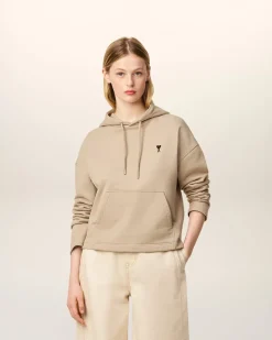 Hoodie Beige Ami De Coeur Contrasté En Coton