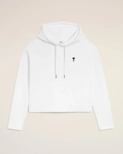 Hoodie Blanc Ami De Coeur Contrasté En Coton