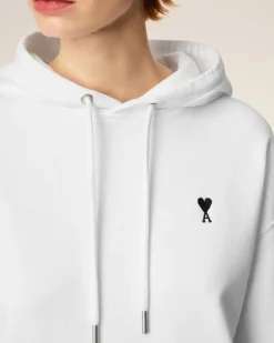 Hoodie Blanc Ami De Coeur Contrasté En Coton