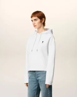 Hoodie Blanc Ami De Coeur Contrasté En Coton