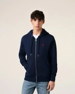 Hoodie Bleu Zippé Ami De Coeur En Coton Biologique