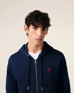 Hoodie Bleu Zippé Ami De Coeur En Coton Biologique