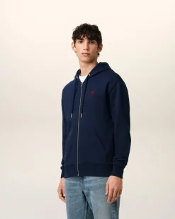 Hoodie Bleu Zippé Ami De Coeur En Coton Biologique