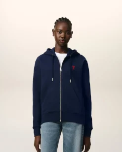 Hoodie Bleu Zippé Ami De Coeur En Coton Biologique