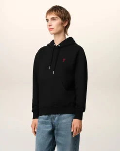Hoodie Noir Ami De Coeur En Coton Biologique