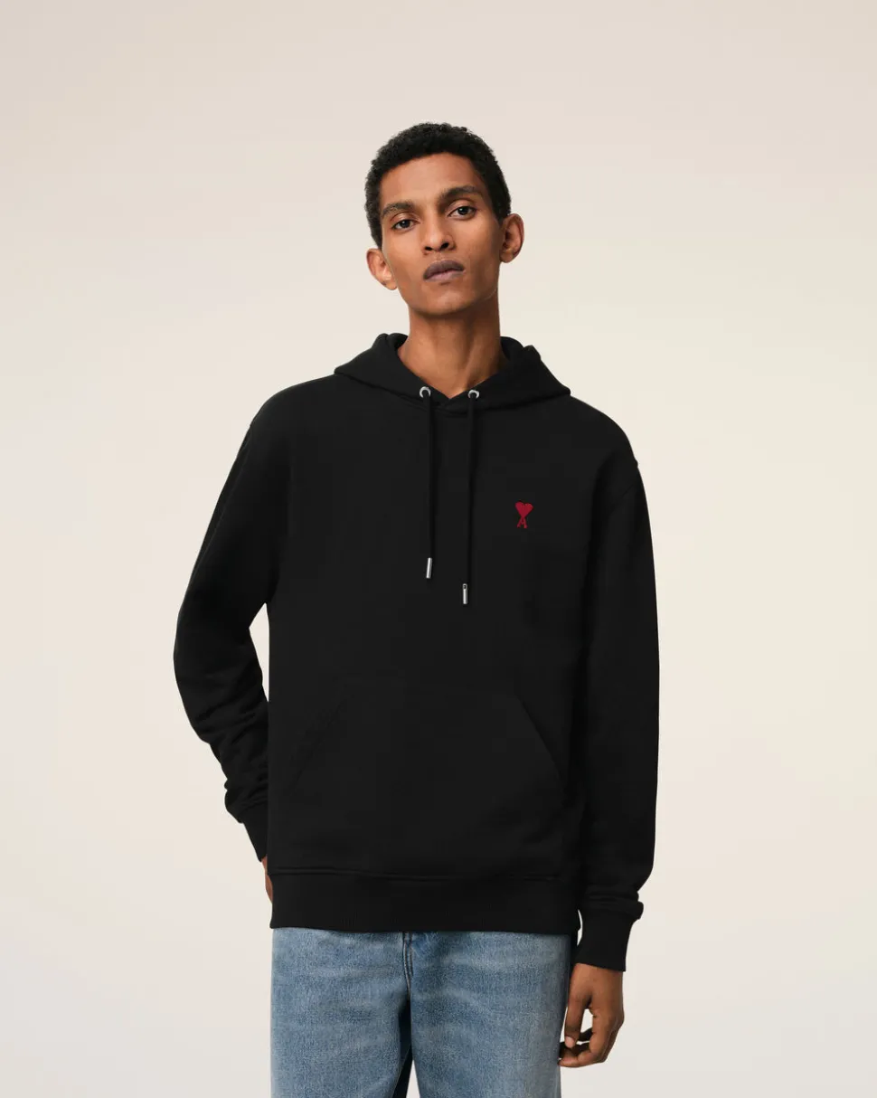 Hoodie Noir Ami De Coeur En Coton Biologique