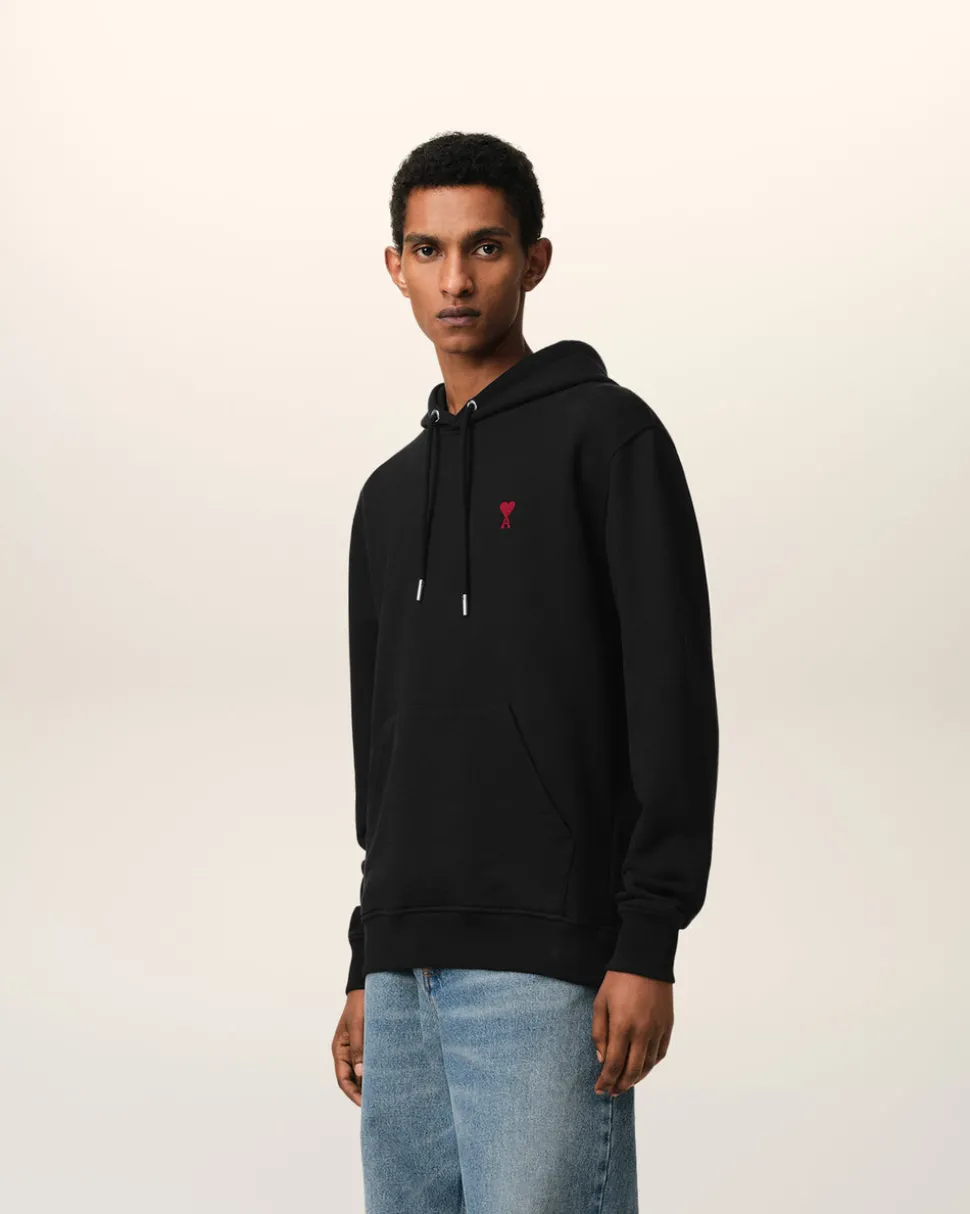 Hoodie Noir Ami De Coeur En Coton Biologique