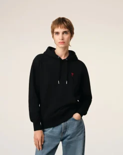 Hoodie Noir Ami De Coeur En Coton Biologique