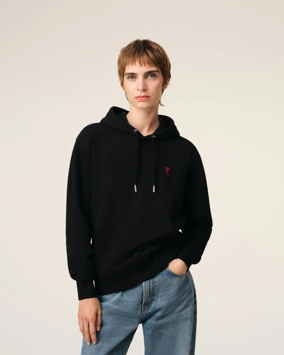 Hoodie Noir Ami De Coeur En Coton Biologique