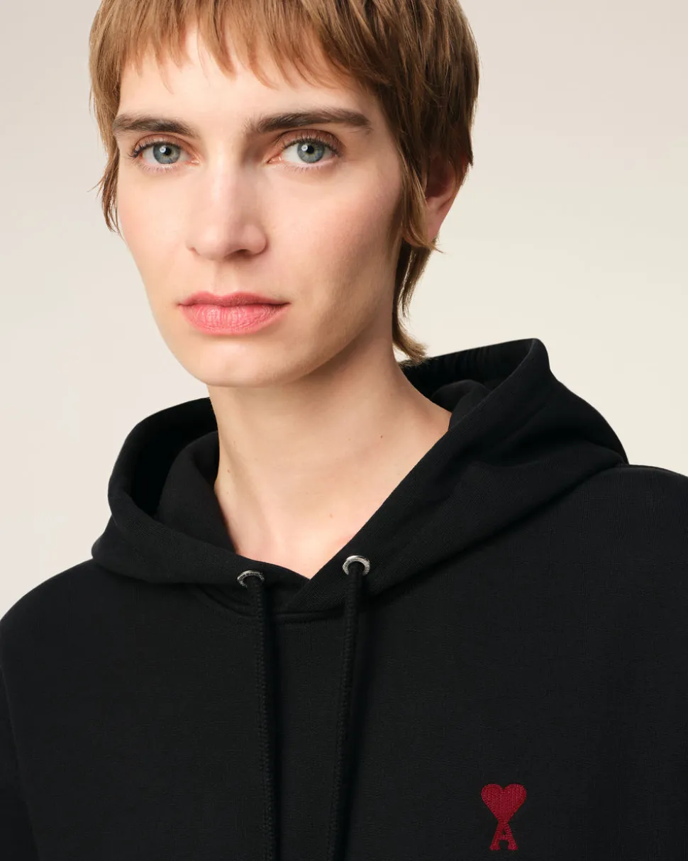 Hoodie Noir Ami De Coeur En Coton Biologique