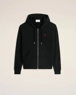 Hoodie Noir Zippé Ami De Coeur En Coton Biologique