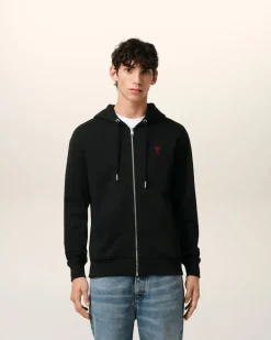 Hoodie Noir Zippé Ami De Coeur En Coton Biologique