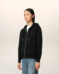 Hoodie Noir Zippé Ami De Coeur En Coton Biologique